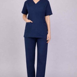 Premium Female Ocean Blue Scrub Suits | V Neck | Polycotton, Stylish, Comfortable | Half Sleeves | Ideal For Health care Professionals | Sizes XS-2XL