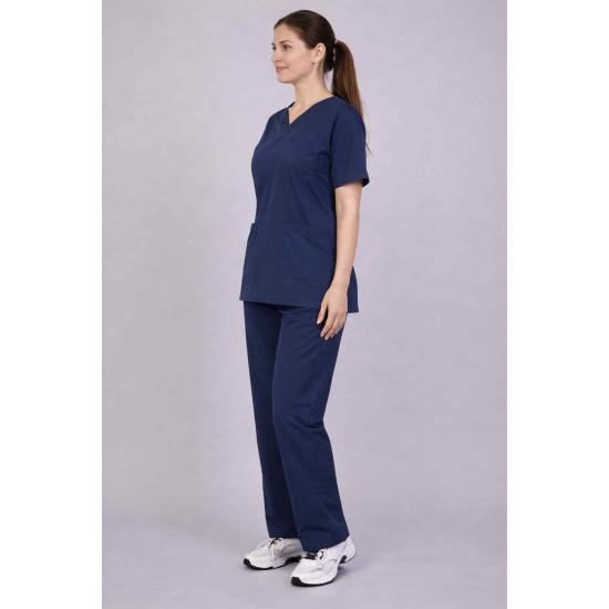 Premium Female Ocean Blue Scrub Suits | V Neck | Polycotton, Stylish, Comfortable | Half Sleeves | Ideal For Health care Professionals | Sizes XS-2XL
