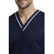  Hangerage Male Navy Blue Scrub Suit | V Neck | Style with white pipine | Comfortable | Half  Sleeves | Ideal For Health care Professionals | Sizes S - XXL