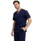  Hangerage Male Navy Blue Scrub Suit | V Neck | Style with white pipine | Comfortable | Half  Sleeves | Ideal For Health care Professionals | Sizes S - XXL