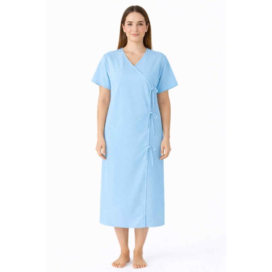 Hangerage Sky Blue Front-Open Patient Gown | Unisex | Free Size | Comfortable, Accessible, and Durable