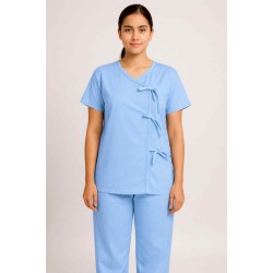 Hangerage Sky Blue Front-Open Patient Kurta-Pajama | Unisex | Free Size | Comfortable, Accessible, and Durable