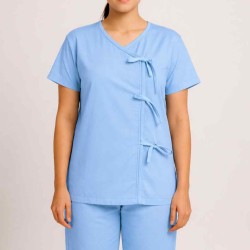 Hangerage Sky Blue Front-Open Patient Kurta-Pajama | Unisex | Free Size | Comfortable, Accessible, and Durable