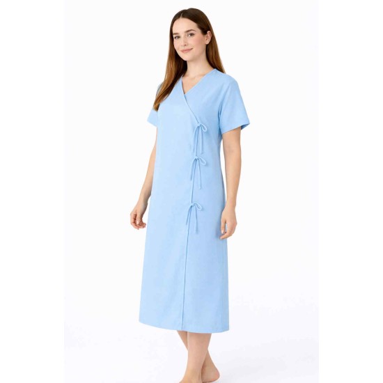 Hangerage Sky Blue Front-Open Patient Gown | Unisex | Free Size | Comfortable, Accessible, and Durable