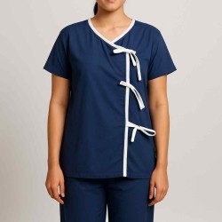 Hangerage Navy Blue Front-Open Patient Kurta-Pajama | Unisex | Free Size | Comfortable, Accessible, and Durable