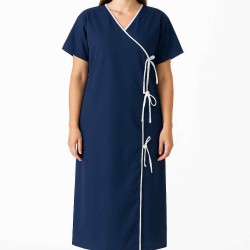 Hangerage Navy Blue Front-Open Patient Gown | Unisex | Free Size | Comfortable, Accessible, and Durable