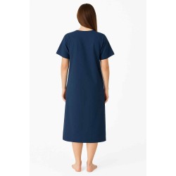 Hangerage Navy Blue Front-Open Patient Gown | Unisex | Free Size | Comfortable, Accessible, and Durable
