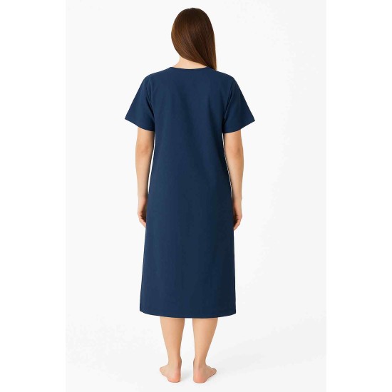 Hangerage Navy Blue Front-Open Patient Gown | Unisex | Free Size | Comfortable, Accessible, and Durable