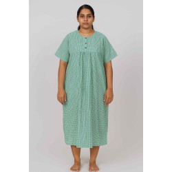 Hangerage Patient Gown (Maxi) | Green Checkered Cotton | Free Size