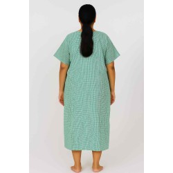 Hangerage Patient Gown (Maxi) | Green Checkered Cotton | Free Size