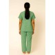 Hangerage Patient Kurta Pajama Set | Green Checkered Cotton | V-Neck with Tie-Up | Front Open | Free Size