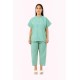 Hangerage Patient Kurta Pajama Set | Green Checkered Cotton | V-Neck Front Open | Free Size