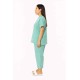 Hangerage Patient Kurta Pajama Set | Green Checkered Cotton | V-Neck Front Open | Free Size