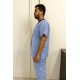 Hangerage Unisex Patient Kurta Pajama Set | Blue Cotton Checkered Hospital Wear for Men & Women | Comfortable & Breathable Medical Clothing with Front Button Closure | Free Size