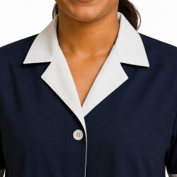 Hangerage Navy Staff Apron | Unisex_3-Pocket Apron | Half Sleeves | V Neck | style with White collar | Comfortable | Durable | Uniform for Medical Professionals (Staff & Nursing)