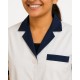 Hangerage White Staff Apron | Unisex_3-Pocket Apron | Half Sleeves | V Neck | style with Navy Blue collar | Comfortable | Durable | Uniform for Medical Professionals (Staff & Nursing)