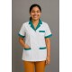 Hangerage White Staff Apron | Unisex_3-Pocket Apron | Half Sleeves | V Neck | style with Green collar | Comfortable | Durable | Uniform for Medical Professionals (Staff & Nursing)