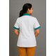 Hangerage White Staff Apron | Unisex_3-Pocket Apron | Half Sleeves | V Neck | style with Green collar | Comfortable | Durable | Uniform for Medical Professionals (Staff & Nursing)