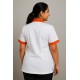 Hangerage White Staff Apron | Unisex_3-Pocket Apron | Half Sleeves | V Neck | style with orange collar | Comfortable | Durable | Uniform for Medical Professionals (Staff & Nursing)