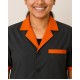 Hangerage Black Staff Apron | Unisex_3-Pocket Apron | Half Sleeves | V Neck | style with Orange collar | Comfortable | Durable | Uniform for Medical Professionals (Staff & Nursing)
