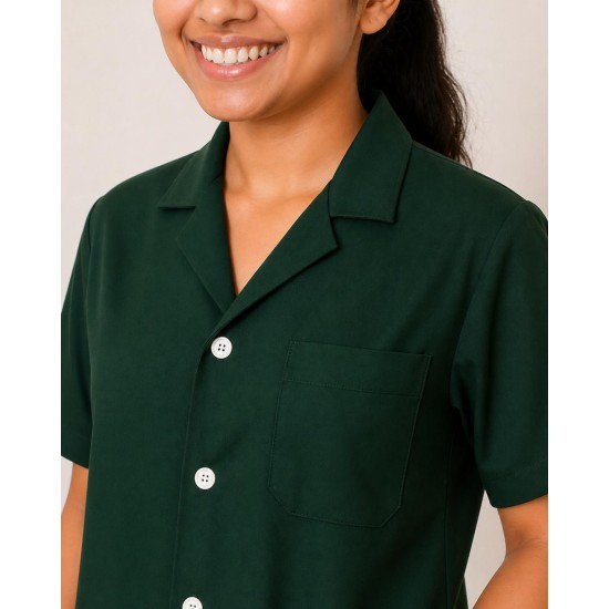 Hangerage Bottle Green Staff Apron | Unisex_3-Pocket Apron | Half Sleeves | V Neck | Comfortable | Durable | Uniform for Medical Professionals (Staff & Nursing)