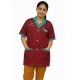 Hangerage Maroon Staff Apron | Unisex_3-Pocket Apron | Half Sleeves | V Neck | style with Green collar | Comfortable | Durable | Uniform for Medical Professionals (Staff & Nursing)