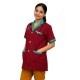 Hangerage Maroon Staff Apron | Unisex_3-Pocket Apron | Half Sleeves | V Neck | style with Green collar | Comfortable | Durable | Uniform for Medical Professionals (Staff & Nursing)
