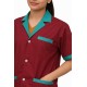 Hangerage Maroon Staff Apron | Unisex_3-Pocket Apron | Half Sleeves | V Neck | style with Green collar | Comfortable | Durable | Uniform for Medical Professionals (Staff & Nursing)