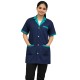 Hangerage Navy Blue Staff Apron | Unisex_3-Pocket Apron | Half Sleeves | V Neck | style with Green collar | Comfortable | Durable | Uniform for Medical Professionals (Staff & Nursing)