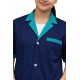Hangerage Navy Blue Staff Apron | Unisex_3-Pocket Apron | Half Sleeves | V Neck | style with Green collar | Comfortable | Durable | Uniform for Medical Professionals (Staff & Nursing)