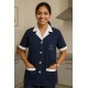 Hangerage Navy Staff Apron | Unisex_3-Pocket Apron | Half Sleeves | V Neck | style with White collar | Comfortable | Durable | Uniform for Medical Professionals (Staff & Nursing)