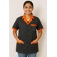 Hangerage Black Staff Apron | Unisex_3-Pocket Apron | Half Sleeves | V Neck | style with Orange collar | Comfortable | Durable | Uniform for Medical Professionals (Staff & Nursing)