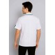 Hangerage White Staff Apron | Unisex_3-Pocket Apron | Half Sleeves | V Neck | style with Contrast teel blue Strip | Comfortable | Durable | Uniform for Medical Professionals (Staff & Nursing)