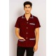 Hangerage Maroon Staff Apron | Unisex_3-Pocket Apron | Half Sleeves | V Neck | style with Contrast sky blue Strip | Comfortable | Durable | Uniform for Medical Professionals (Staff & Nursing)