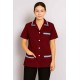 Hangerage Maroon Staff Apron | Unisex_3-Pocket Apron | Half Sleeves | V Neck | style with Contrast sky blue Strip | Comfortable | Durable | Uniform for Medical Professionals (Staff & Nursing)