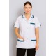 Hangerage White Staff Apron | Unisex_3-Pocket Apron | Half Sleeves | V Neck | style with Contrast teel blue Strip | Comfortable | Durable | Uniform for Medical Professionals (Staff & Nursing)