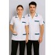 Hangerage White Staff Apron | Unisex_3-Pocket Apron | Half Sleeves | V Neck | style with Contrast teel blue Strip | Comfortable | Durable | Uniform for Medical Professionals (Staff & Nursing)