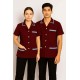 Hangerage Maroon Staff Apron | Unisex_3-Pocket Apron | Half Sleeves | V Neck | style with Contrast sky blue Strip | Comfortable | Durable | Uniform for Medical Professionals (Staff & Nursing)