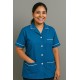 Hangerage Sky Blue Staff Apron | Unisex_3-Pocket Apron | Half Sleeves | V Neck | style with White Pipine | Comfortable | Durable | Uniform for Medical Professionals (Staff & Nursing)