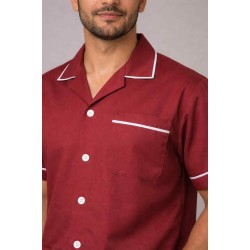 Hangerage Male Staff Dress | Polycotton, Stylish, Comfortable | Half Sleeves | Style with White Pipine | Ideal For Health care Professionals | Color (Maroon) Sizes S - XXL