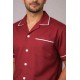 Hangerage Male Staff Dress | Polycotton, Stylish, Comfortable | Half Sleeves | Style with White Pipine | Ideal For Health care Professionals | Color (Maroon) Sizes S - XXL