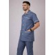 Hangerage Male Staff Dress | Polycotton, Stylish, Comfortable | Half Sleeves | Style with White Pipine | Ideal For Health care Professionals | Color (Grey)  Sizes S - XXL