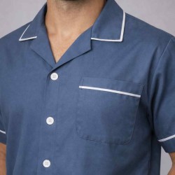 Hangerage Male Staff Dress | Polycotton, Stylish, Comfortable | Half Sleeves | Style with White Pipine | Ideal For Health care Professionals | Color (Grey)  Sizes S - XXL