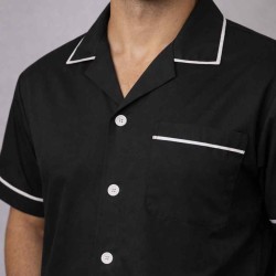 Hangerage Male Staff Dress | Polycotton, Stylish, Comfortable | Half Sleeves | Style with White Pipine | Ideal For Health care Professionals | Color (Black) Sizes  S - XXL