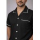 Hangerage Male Staff Dress | Polycotton, Stylish, Comfortable | Half Sleeves | Style with White Pipine | Ideal For Health care Professionals | Color (Black) Sizes  S - XXL