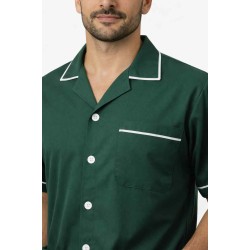 Hangerage Male Staff Dress | Polycotton, Stylish, Comfortable | Half Sleeves | Style with White Pipine | Ideal For Health care Professionals | Color (Bottle Green) Sizes S - XXL