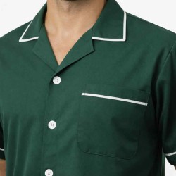 Hangerage Male Staff Dress | Polycotton, Stylish, Comfortable | Half Sleeves | Style with White Pipine | Ideal For Health care Professionals | Color (Bottle Green) Sizes S - XXL