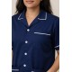 Hangerage Female Staff Dress| Polycotton, Stylish, Comfortable | Half Sleeves | Style with White Pipine | Ideal For Health care Professionals | Color (Navy Blue) Sizes XS - XXL