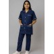 Hangerage Female Staff Dress| Polycotton, Stylish, Comfortable | Half Sleeves | Style with White Pipine | Ideal For Health care Professionals | Color (Navy Blue) Sizes XS - XXL