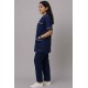 Hangerage Female Staff Dress| Polycotton, Stylish, Comfortable | Half Sleeves | Style with White Pipine | Ideal For Health care Professionals | Color (Navy Blue) Sizes XS - XXL